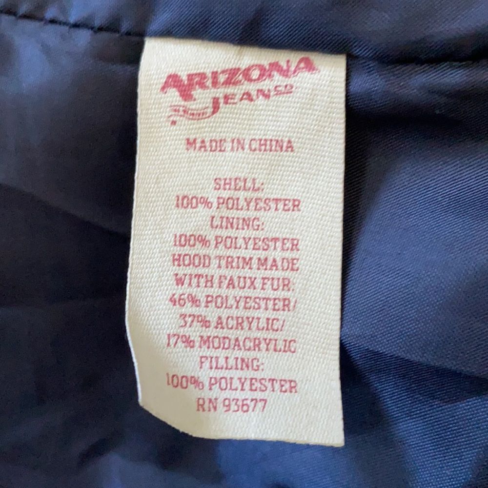 Arizona Jean Co. Buffalo Plaid Faux Fur Hooded Puffer Vest Blue & Red Sz Medium - Picture 8 of 8